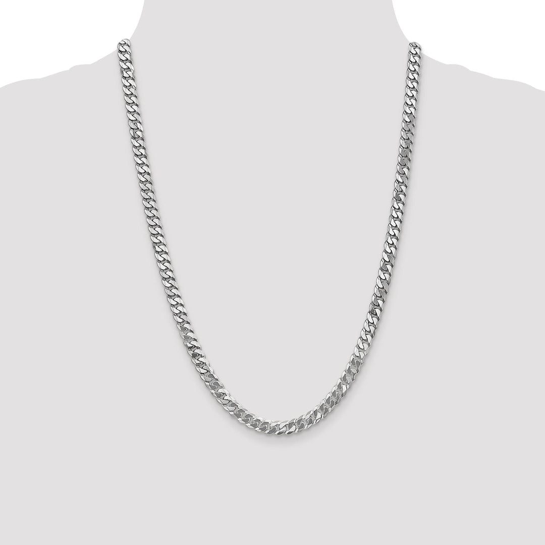 14k White Gold Polished 6.10mmFlat Curb Chain