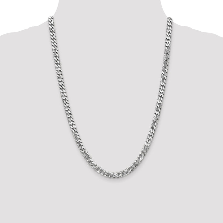14k White Gold Polished 6.10mmFlat Curb Chain