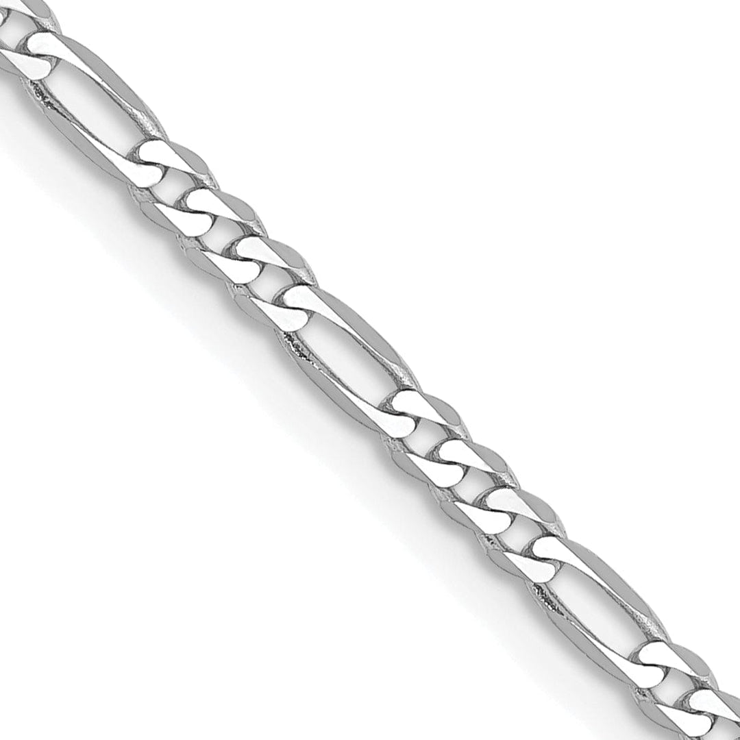 14k White Gold 2.4 MM Flat Figaro Chain