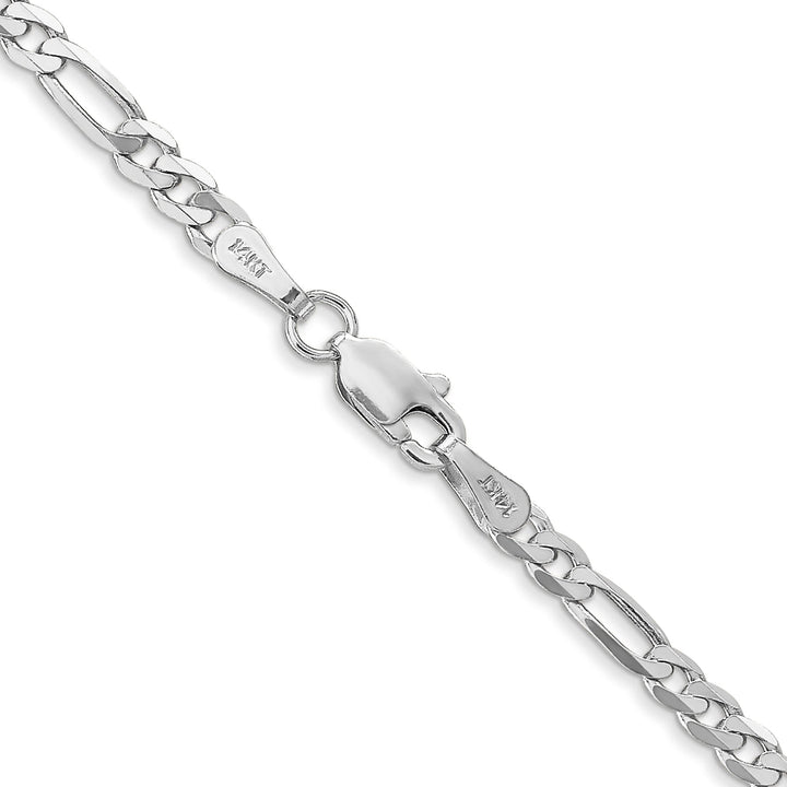 14k White Gold 3.00-mm Flat Solid Figaro Chain