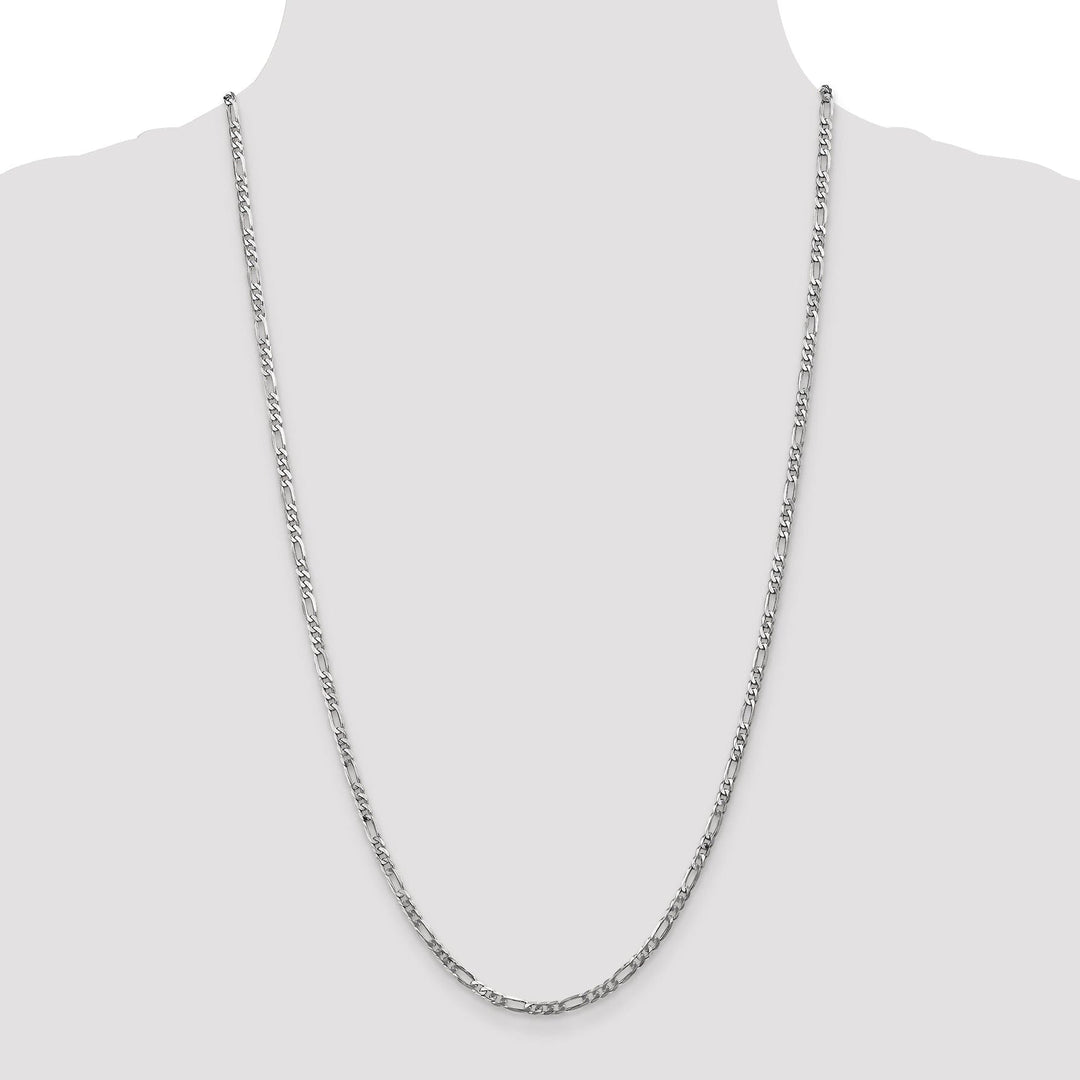 14k White Gold 3.00-mm Flat Solid Figaro Chain