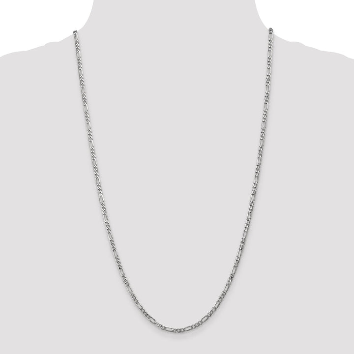 14k White Gold 3.00-mm Flat Solid Figaro Chain