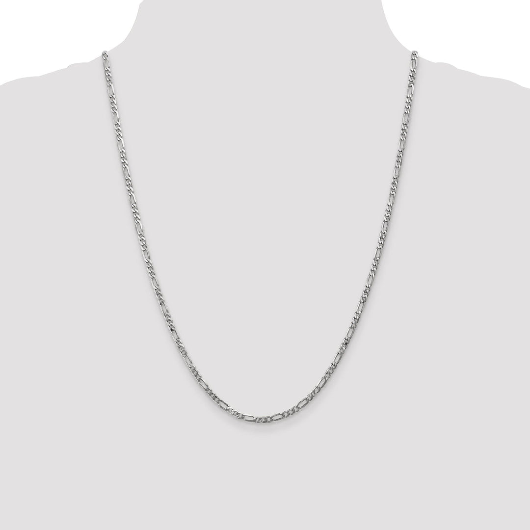 14k White Gold 3.00-mm Flat Solid Figaro Chain