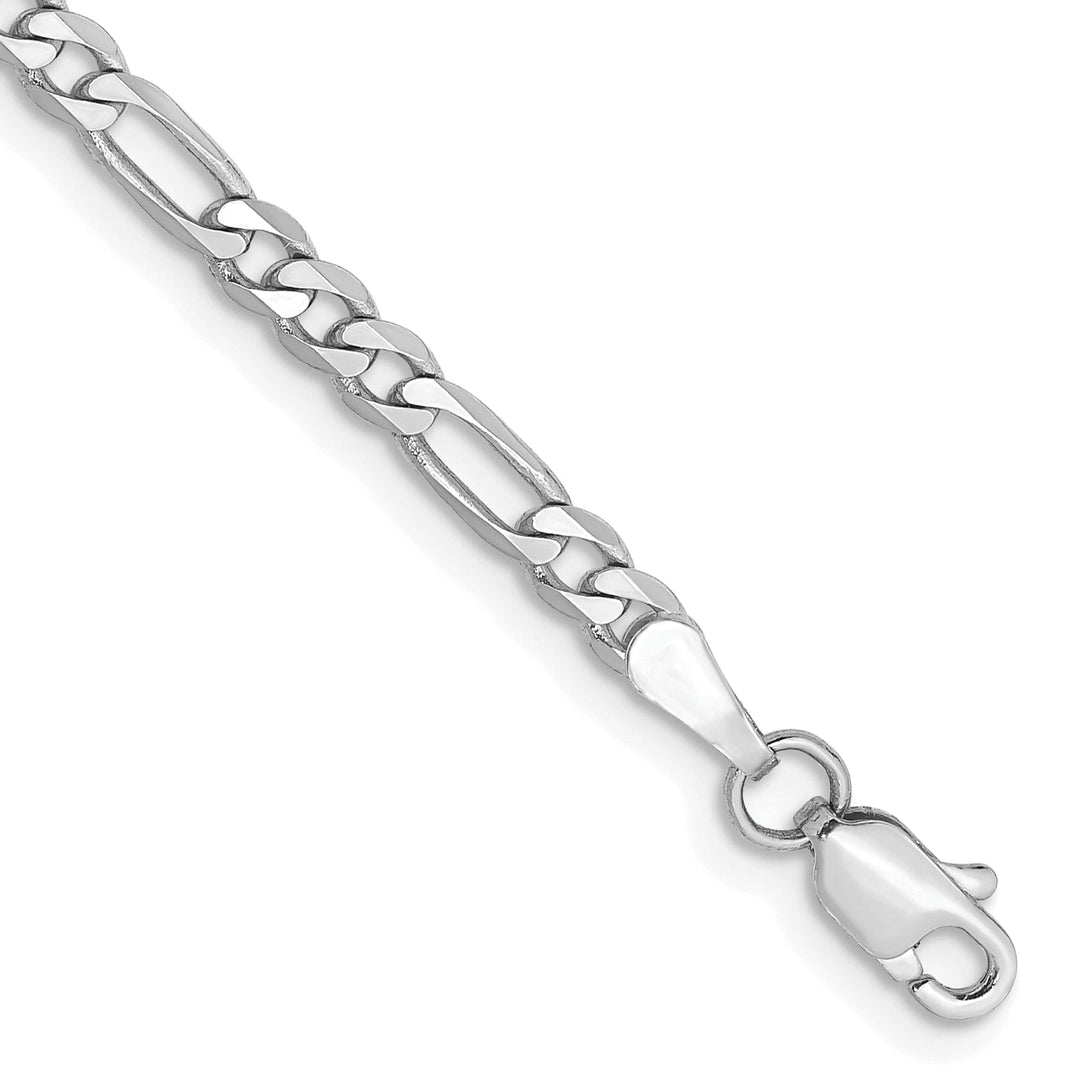 14k White Gold 3.00-mm Flat Solid Figaro Chain