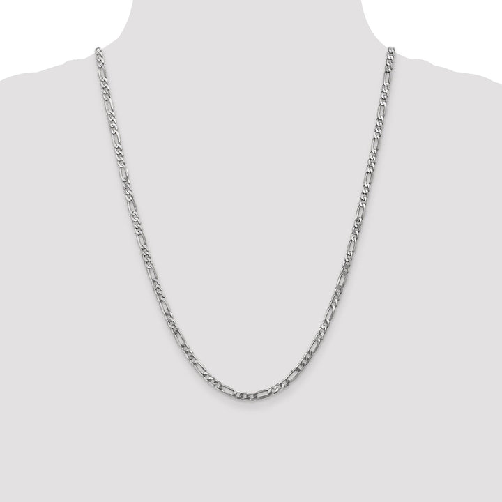 14k White Gold 4.00-mm Flat Solid Figaro Chain