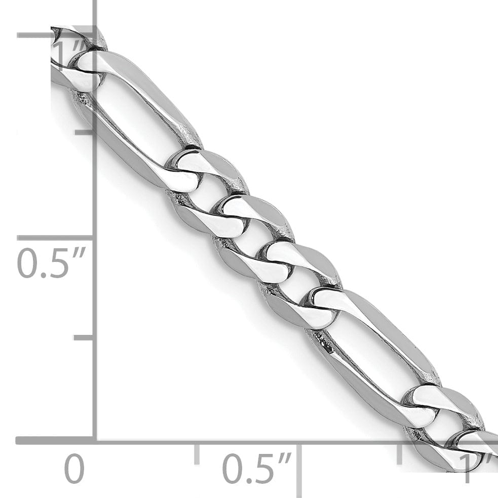 14k White Gold 5.00-mm Flat Solid Figaro Chain