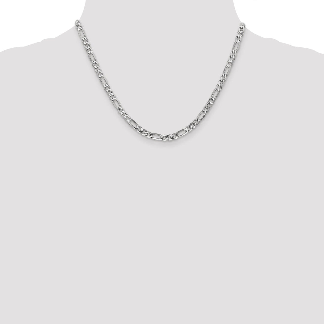 14k White Gold 5.00-mm Flat Solid Figaro Chain