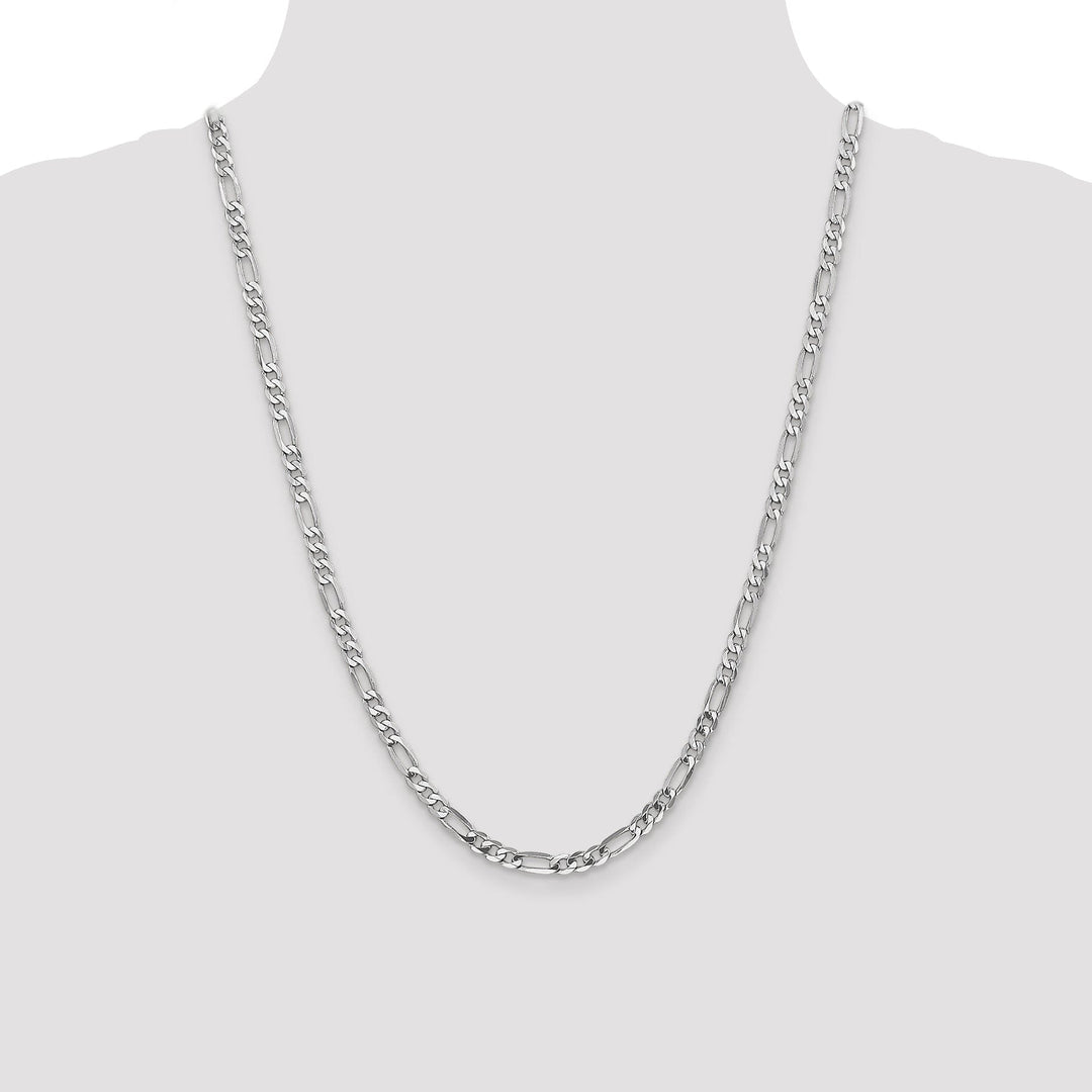 14k White Gold 5.00-mm Flat Solid Figaro Chain