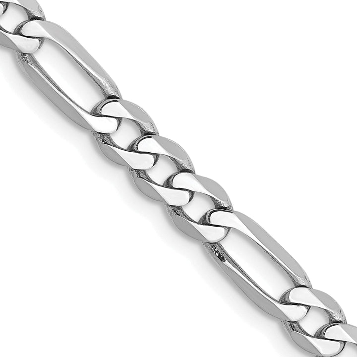 14k White Gold 5.00-mm Flat Solid Figaro Chain