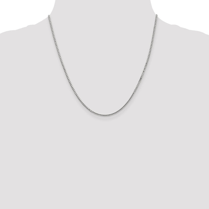 14k White Gold 1.35mm Polished Solid Box Chain