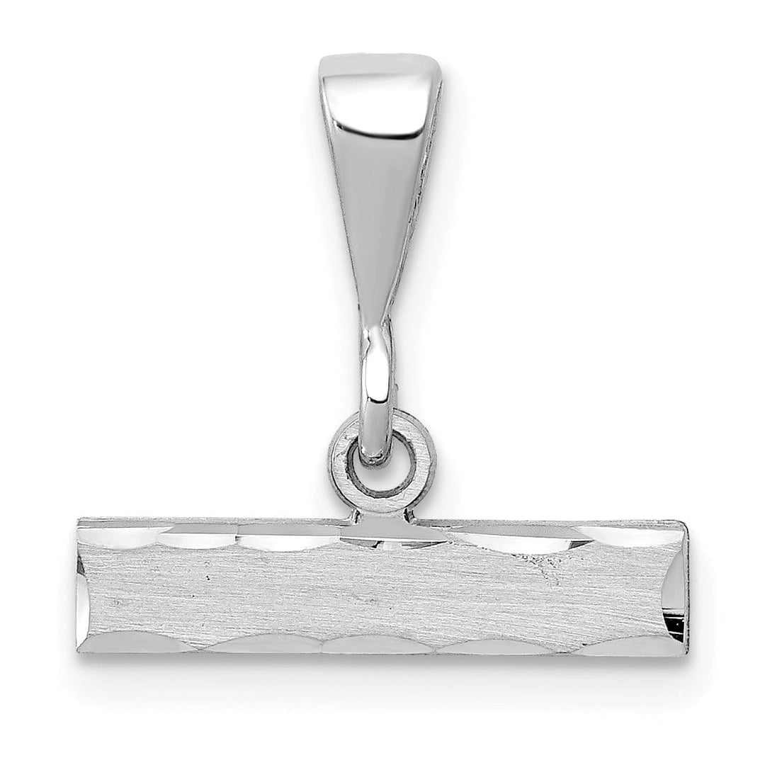 14k White Gold Large Size Diamond Cut Number Top Bar Charm Pendant