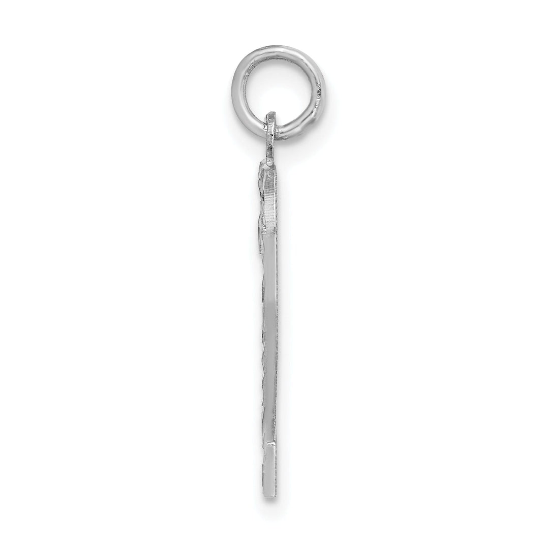 14k White Gold Diamond Cut Finish Large Size Number 2 Charm Pendant