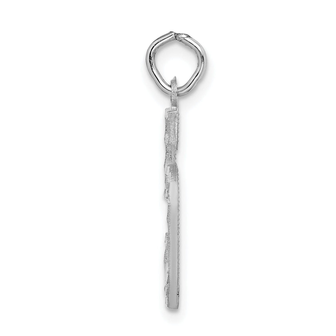 14k White Gold Diamond Cut Finish Large Size Number 5 Charm Pendant