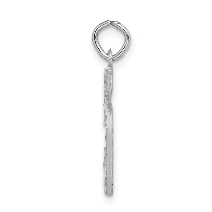 14k White Gold Diamond Cut Finish Large Size Number 5 Charm Pendant