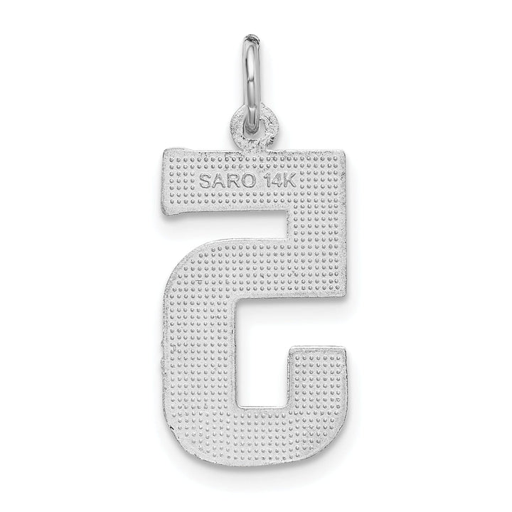 14k White Gold Diamond Cut Finish Large Size Number 5 Charm Pendant
