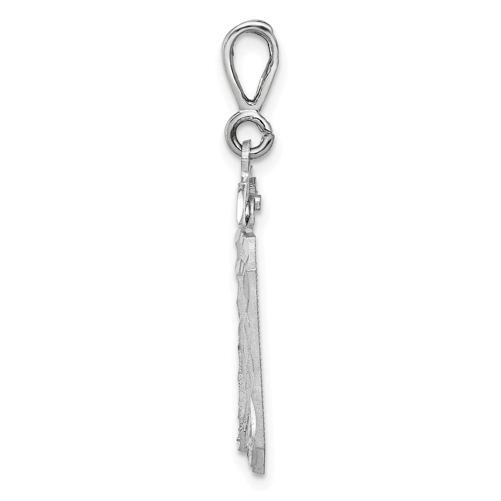 14k White Gold Diamond Cut Finish Large Size Number 30 Charm Pendant