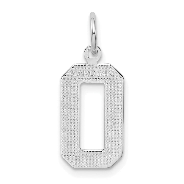 14k White Gold Polished Finish Medium Size Number 0 Charm Pendant