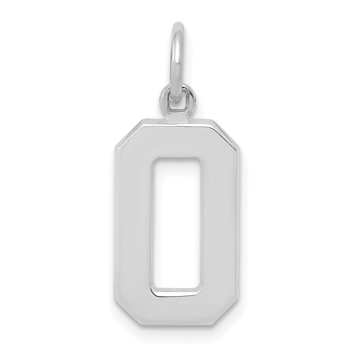 14k White Gold Polished Finish Medium Size Number 0 Charm Pendant