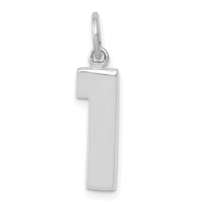 14k White Gold Polished Finish Medium Size Number 1 Charm Pendant