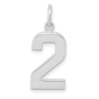 14k White Gold Polished Finish Medium Size Number 2 Charm Pendant at $ 123.96 only from Jewelryshopping.com