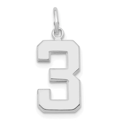 14k White Gold Polished Finish Medium Size Number 3 Charm Pendant at $ 112.8 only from Jewelryshopping.com