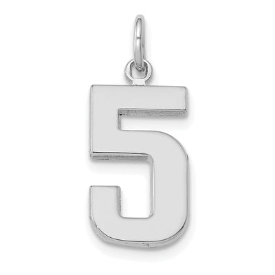 14k White Gold Polished Finish Medium Size Number 5 Charm Pendant at $ 137.17 only from Jewelryshopping.com
