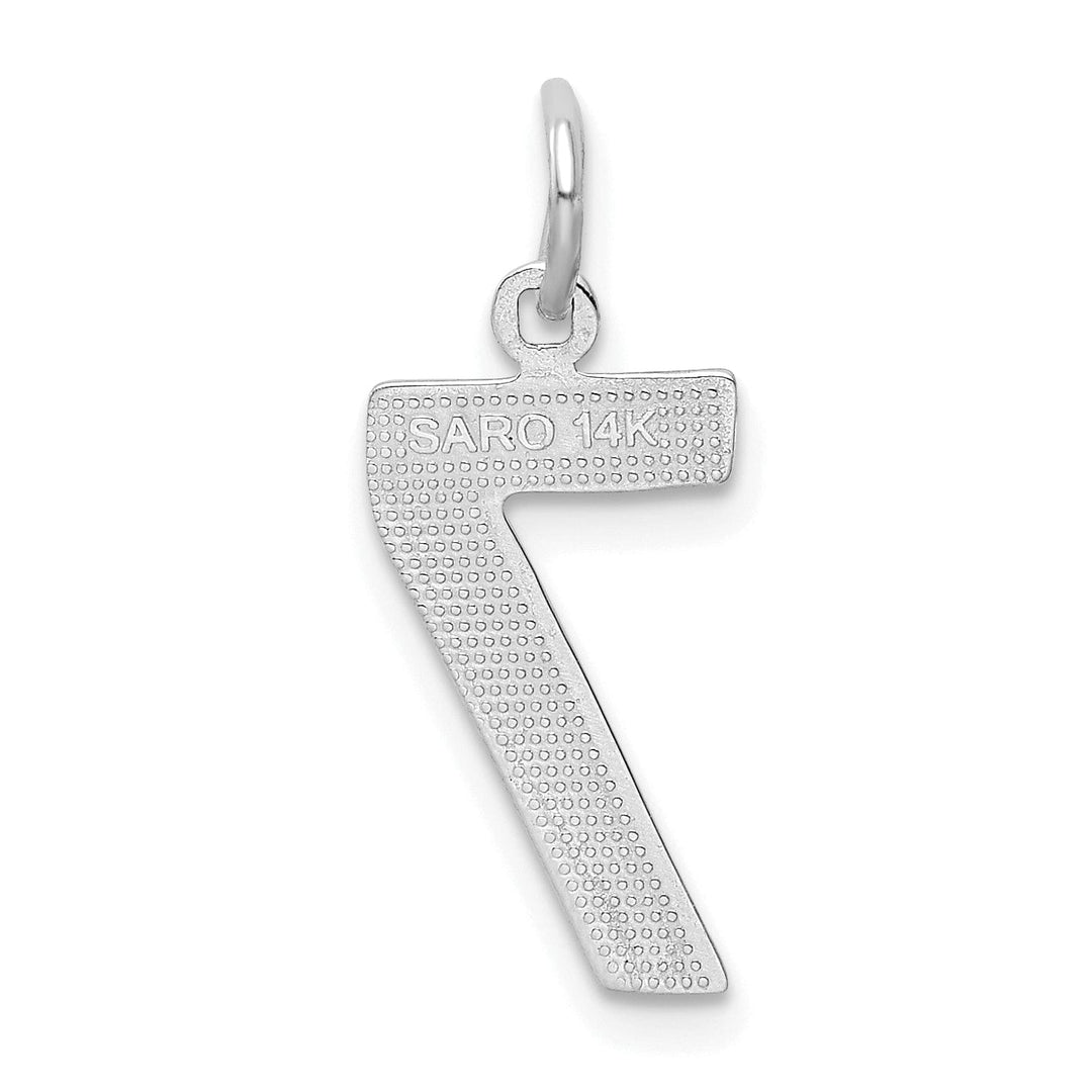 14k White Gold Polished Finish Medium Size Number 7 Charm Pendant