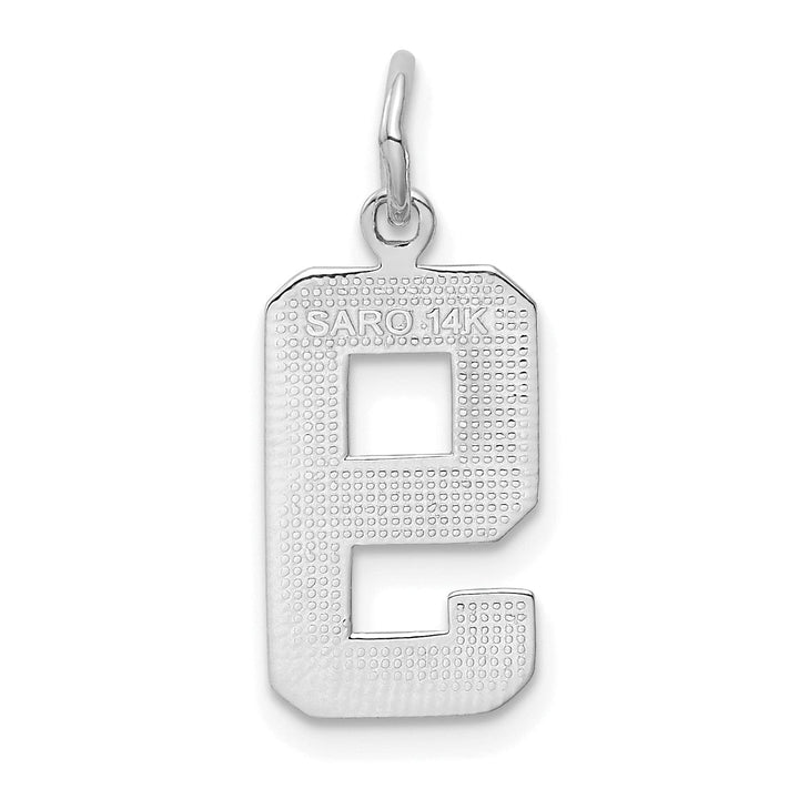 14k White Gold Polished Finish Medium Size Number 9 Charm Pendant