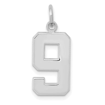 14k White Gold Polished Finish Medium Size Number 9 Charm Pendant at $ 124.98 only from Jewelryshopping.com