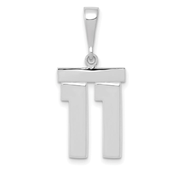 14k White Gold Polished Finish Medium Size Number 11 Charm Pendant