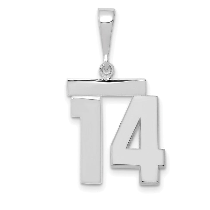 14k White Gold Polished Finish Medium Size Number 14 Charm Pendant