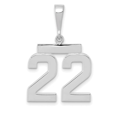 14k White Gold Polished Finish Medium Size Number 22 Charm Pendant at $ 228.62 only from Jewelryshopping.com