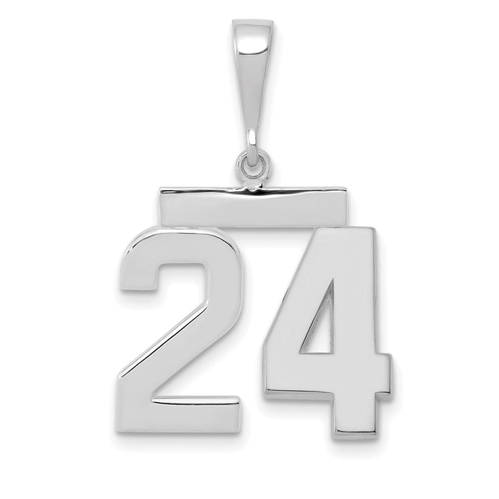 14k White Gold Polished Finish Medium Size Number 24 Charm Pendant