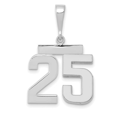 14k White Gold Polished Finish Medium Size Number 25 Charm Pendant at $ 243.85 only from Jewelryshopping.com