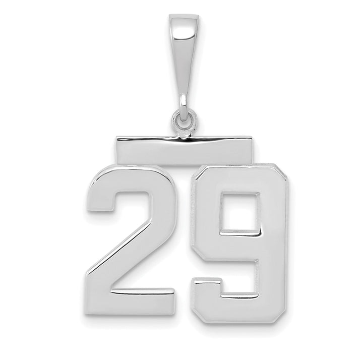 14k White Gold Polished Finish Medium Size Number 29 Charm Pendant