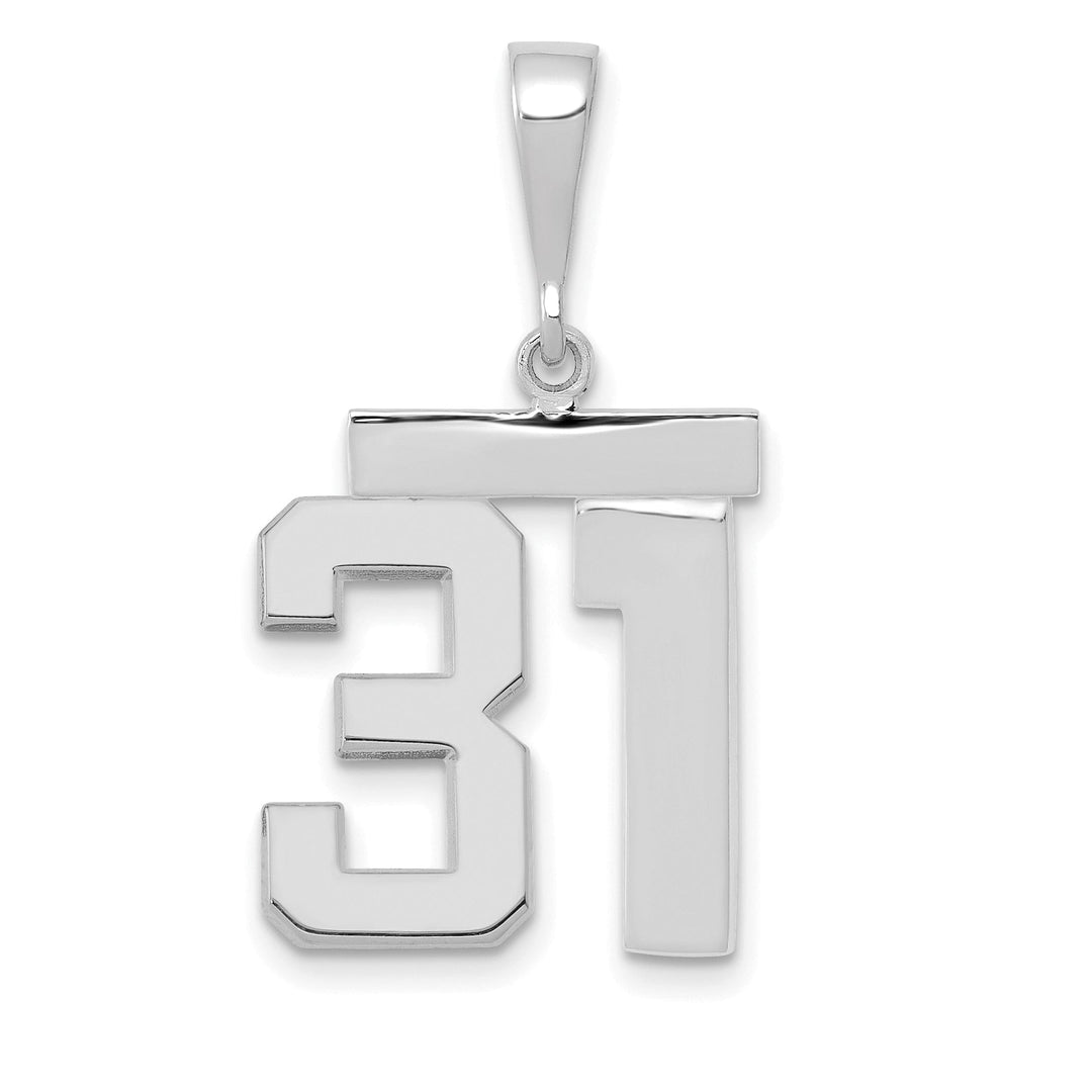 14k White Gold Polished Finish Medium Size Number 31 Charm Pendant