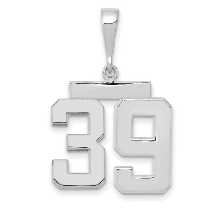 14k White Gold Polished Finish Medium Size Number 39 Charm Pendant