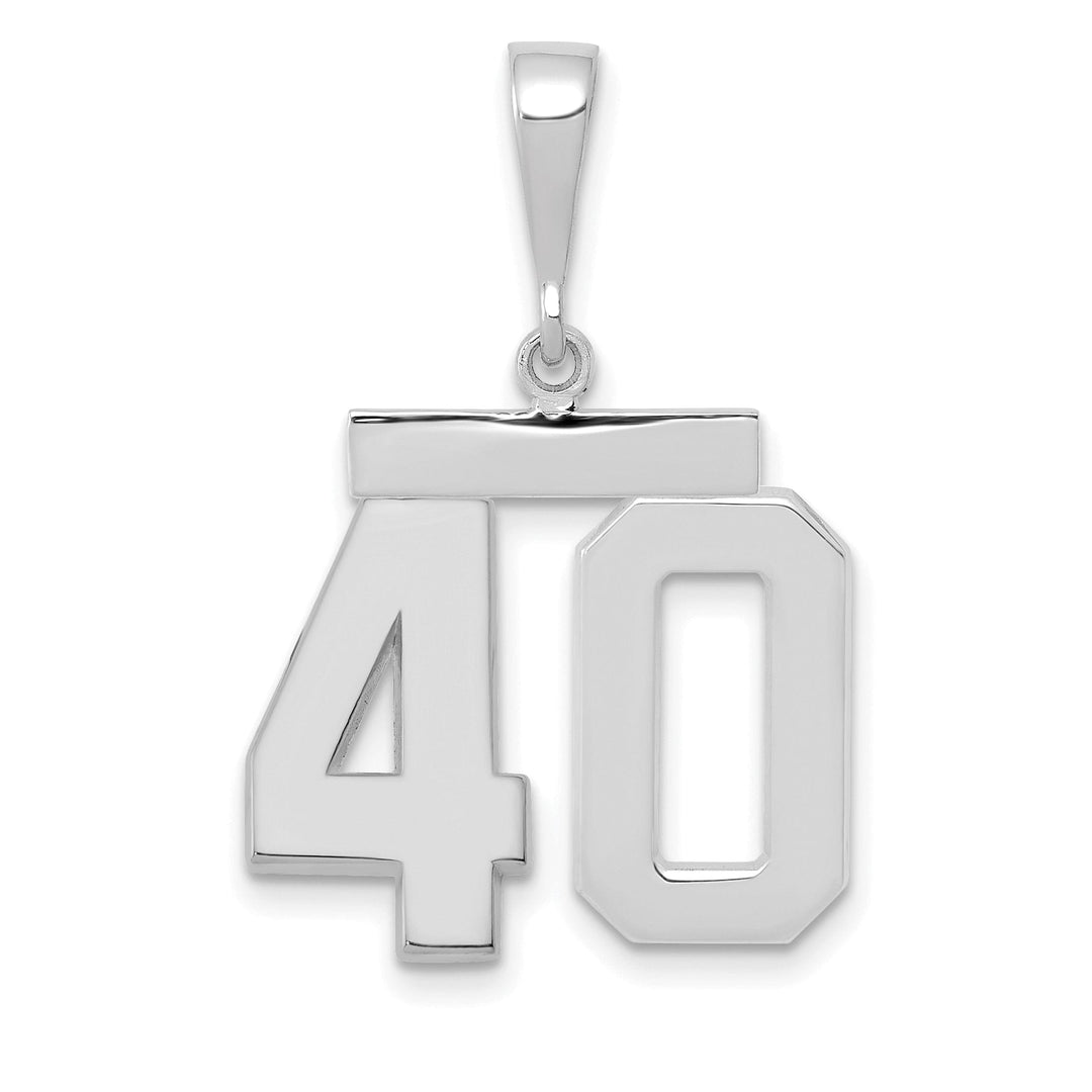 14k White Gold Polished Finish Medium Size Number 40 Charm Pendant