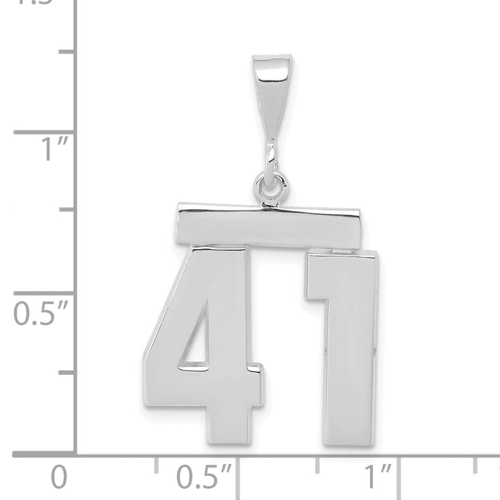 14k White Gold Polished Finish Medium Size Number 41 Charm Pendant