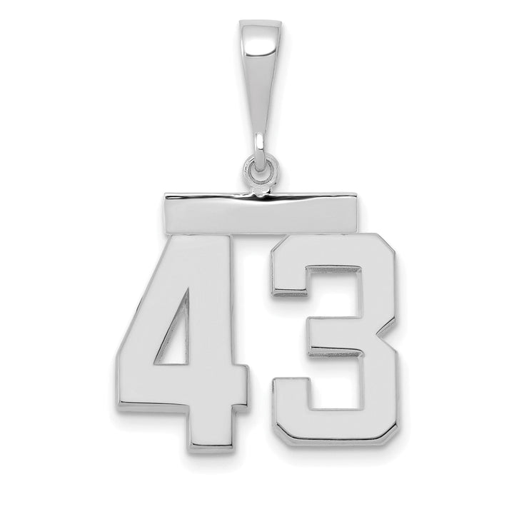 14k White Gold Polished Finish Medium Size Number 43 Charm Pendant