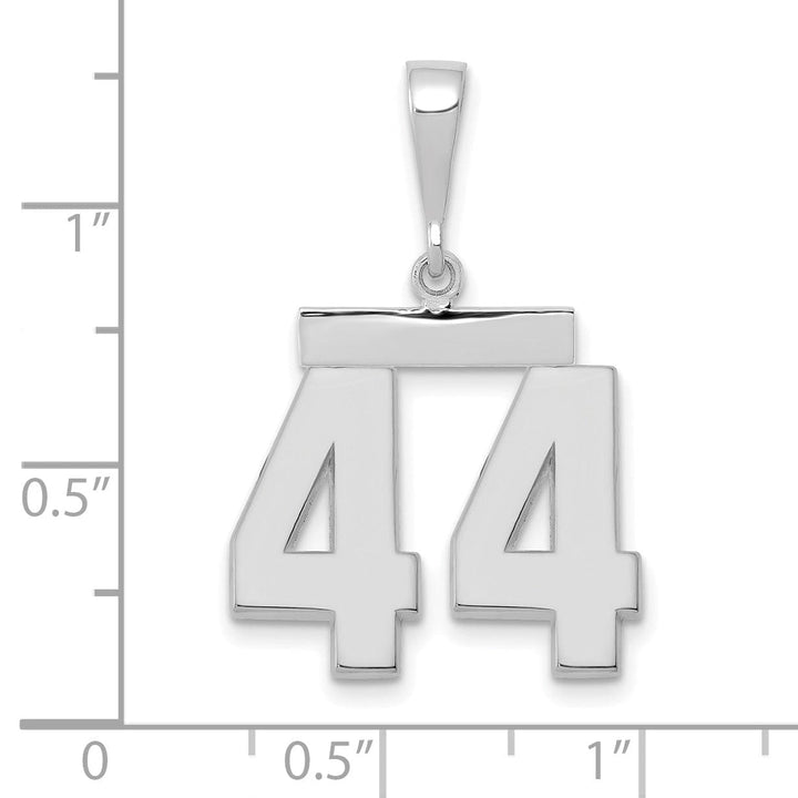 14k White Gold Polished Finish Medium Size Number 44 Charm Pendant