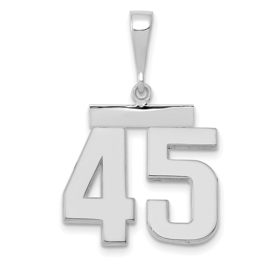 14k White Gold Polished Finish Medium Size Number 45 Charm Pendant