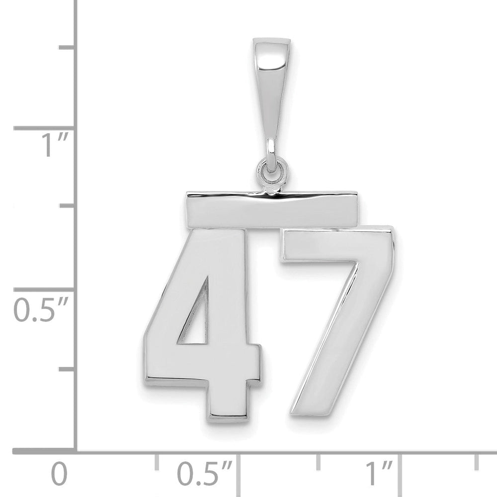 14k White Gold Polished Finish Medium Size Number 47 Charm Pendant