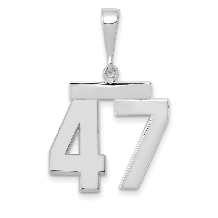 14k White Gold Polished Finish Medium Size Number 47 Charm Pendant