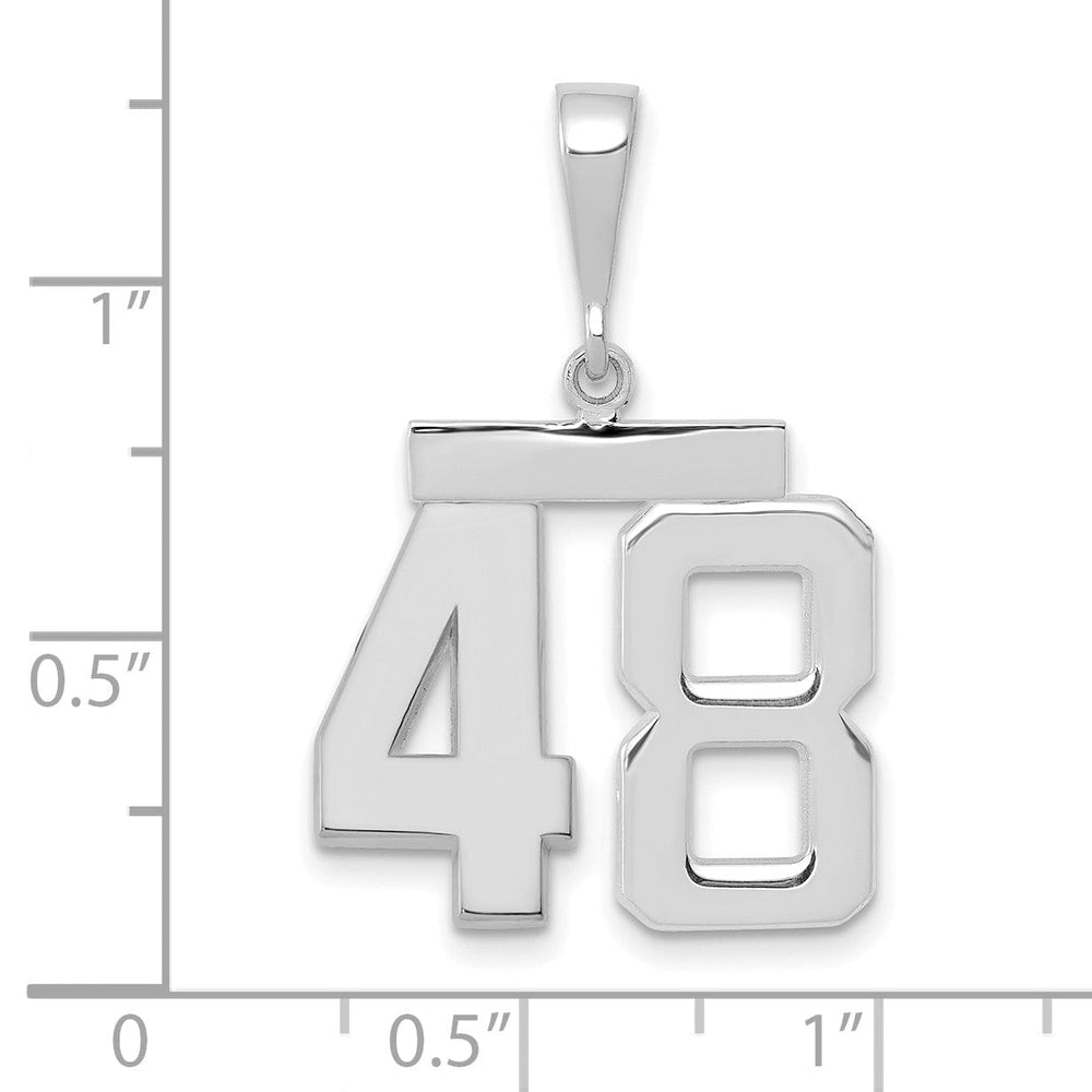 14k White Gold Polished Finish Medium Size Number 48 Charm Pendant