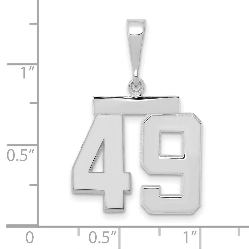 14k White Gold Polished Finish Medium Size Number 49 Charm Pendant