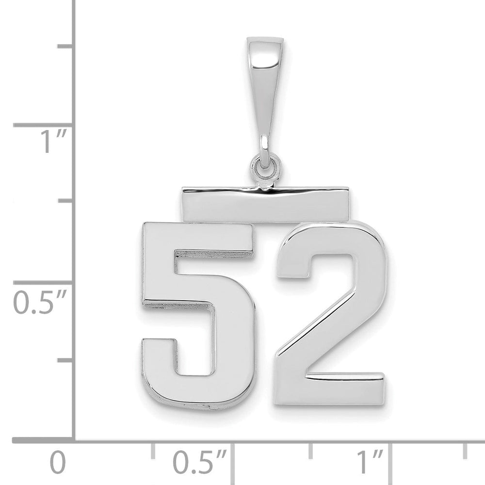 14k White Gold Polished Finish Medium Size Number 52 Charm Pendant