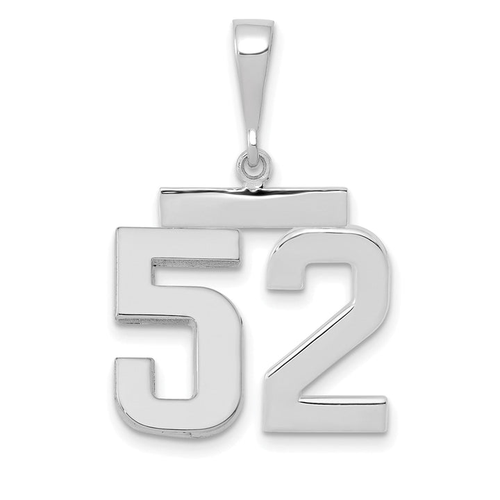 14k White Gold Polished Finish Medium Size Number 52 Charm Pendant