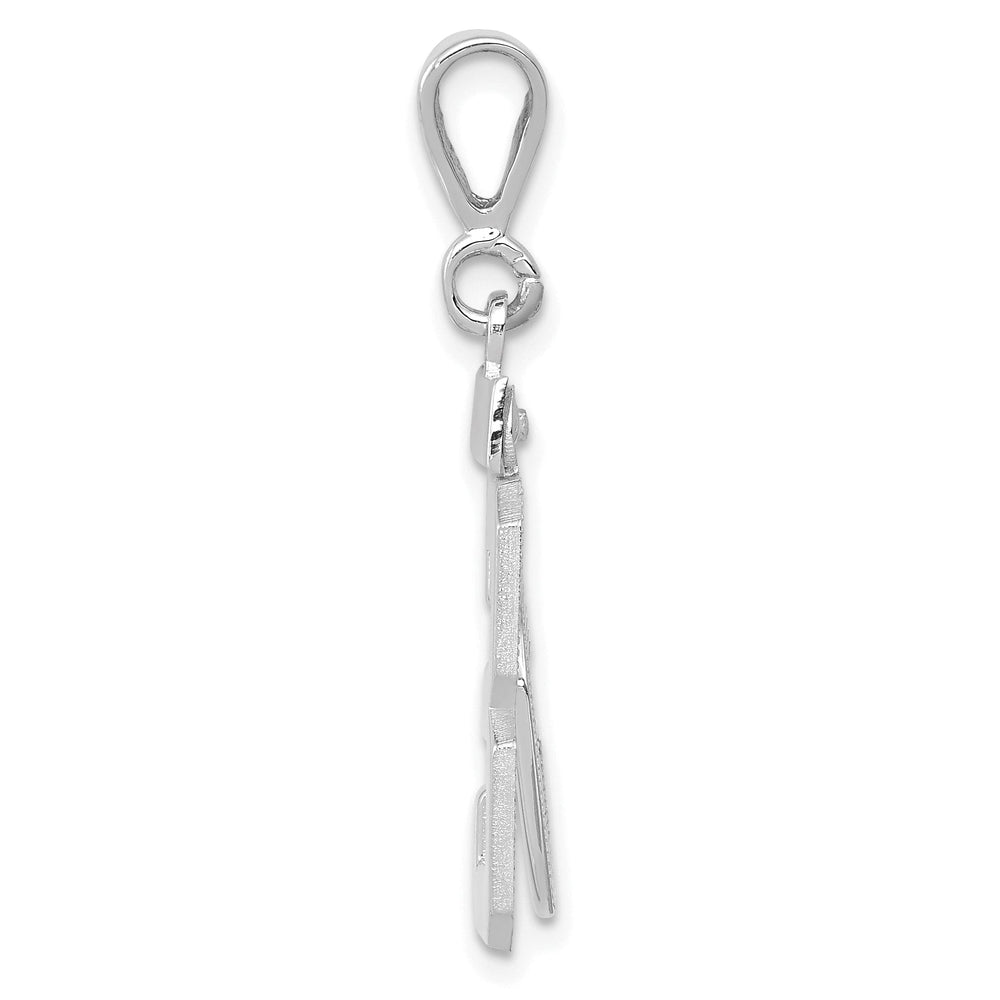 14k White Gold Polished Finish Medium Size Number 53 Charm Pendant