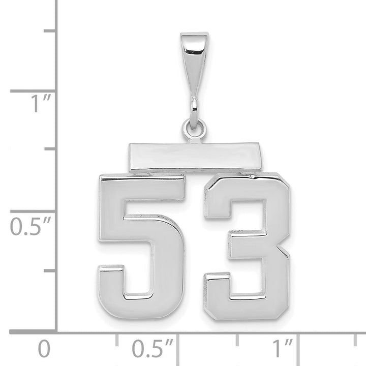 14k White Gold Polished Finish Medium Size Number 53 Charm Pendant